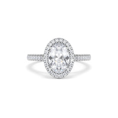 Georgina Lab Oval Diamond Halo Engagement Ring Platinum 2.05ct F/VS1