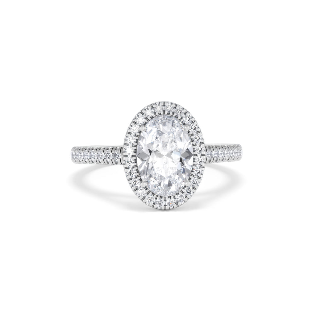 Georgina Lab Oval Diamond Halo Engagement Ring Platinum 2.05ct F/VS1