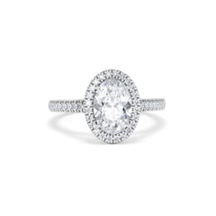 Georgina Lab Oval Diamond Halo Engagement Ring Platinum 2.05ct F/VS1