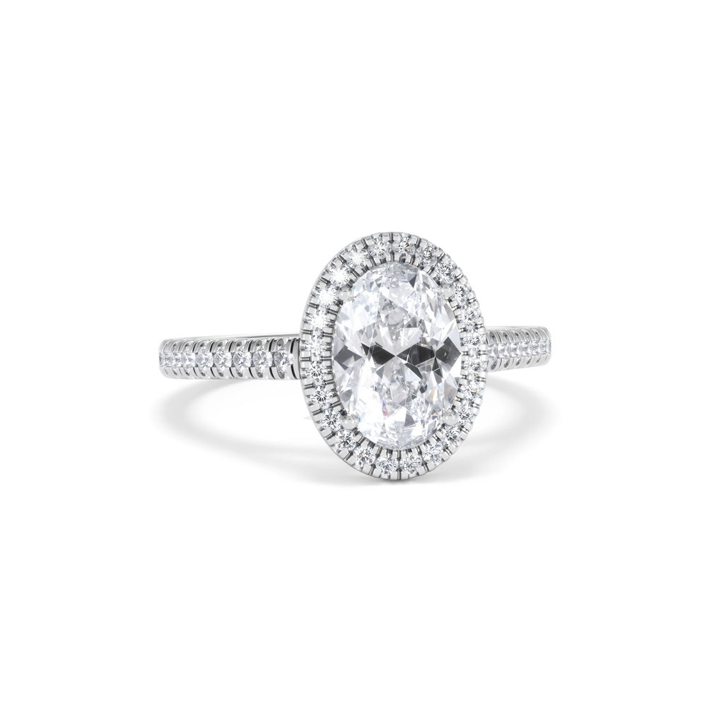 Georgina Lab Oval Diamond Halo Engagement Ring Platinum 2.05ct F/VS1
