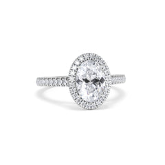 Georgina Lab Oval Diamond Halo Engagement Ring Platinum 2.05ct F/VS1