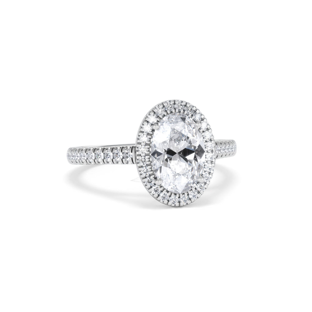 Georgina Lab Oval Diamond Halo Engagement Ring Platinum 2.05ct F/VS1