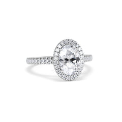 Georgina Lab Oval Diamond Halo Engagement Ring 18K White Gold 2.05ct F/VS1