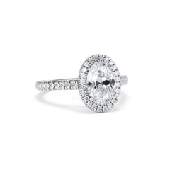 Georgina Lab Oval Diamond Halo Engagement Ring Platinum 2.05ct F/VS1