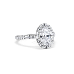 Georgina Lab Oval Diamond Halo Engagement Ring Platinum 2.05ct F/VS1