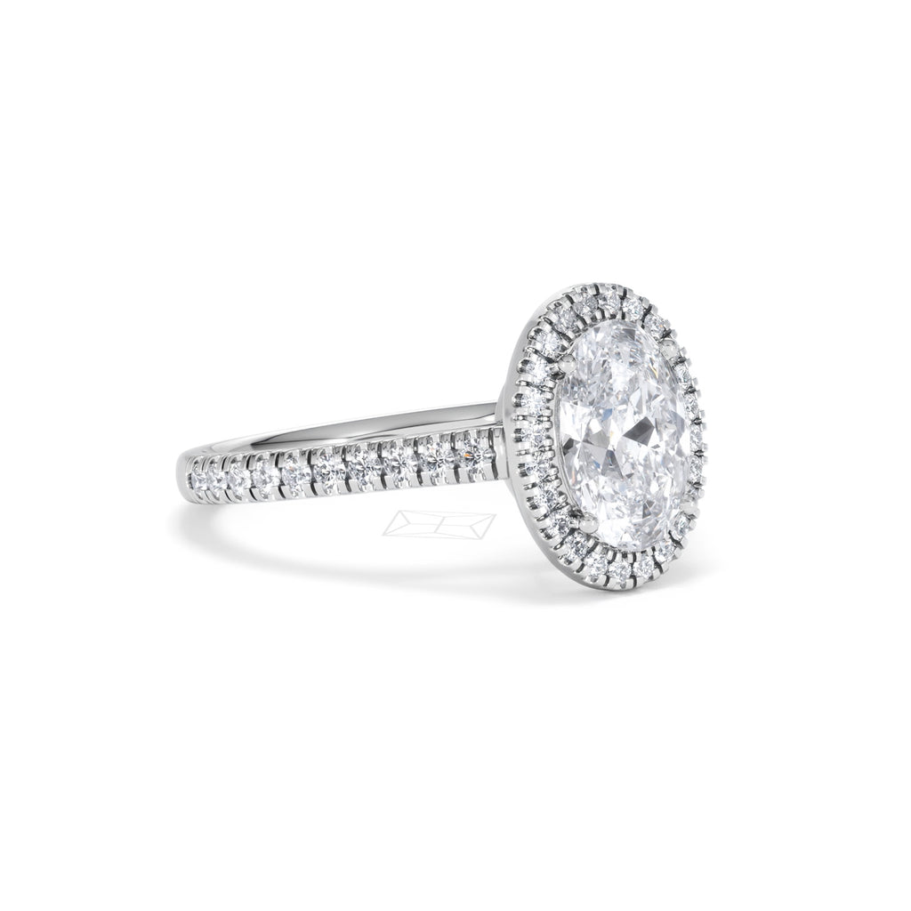 Georgina Lab Oval Diamond Halo Engagement Ring Platinum 2.05ct F/VS1