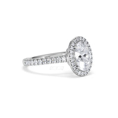 Georgina Lab Oval Diamond Halo Engagement Ring 18K White Gold 2.05ct F/VS1