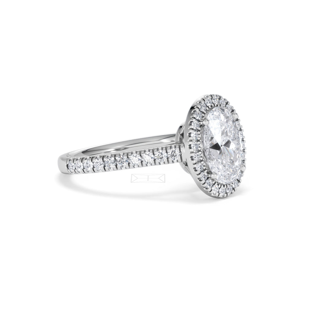 Georgina Lab Oval Diamond Halo Engagement Ring Platinum 2.05ct F/VS1