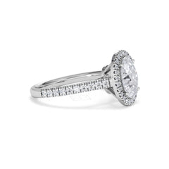 Georgina Lab Oval Diamond Halo Engagement Ring Platinum 2.05ct F/VS1