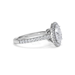 Georgina Lab Oval Diamond Halo Engagement Ring Platinum 2.05ct F/VS1