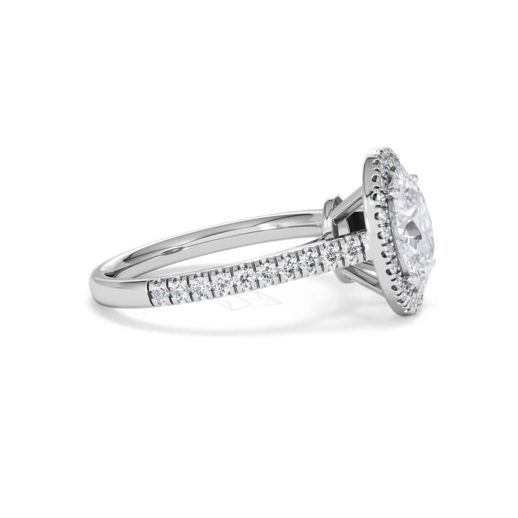 Georgina Lab Oval Diamond Halo Engagement Ring 18K White Gold 2.05ct F/VS1