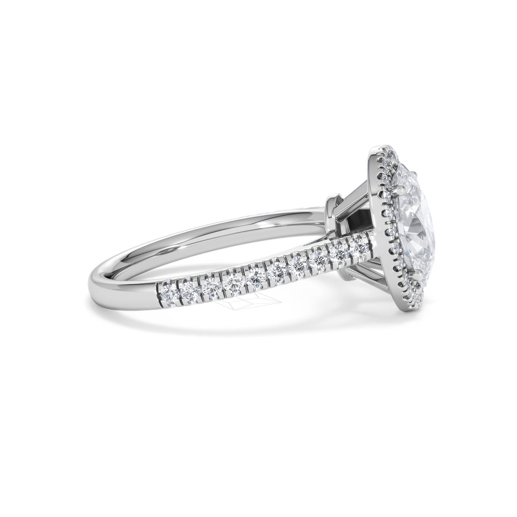 Georgina Lab Oval Diamond Halo Engagement Ring Platinum 2.05ct F/VS1
