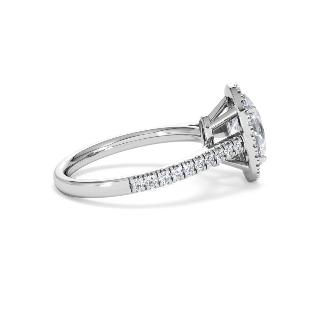 Georgina Lab Oval Diamond Halo Engagement Ring Platinum 2.05ct F/VS1