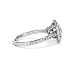 Georgina Lab Oval Diamond Halo Engagement Ring 18K White Gold 2.05ct F/VS1