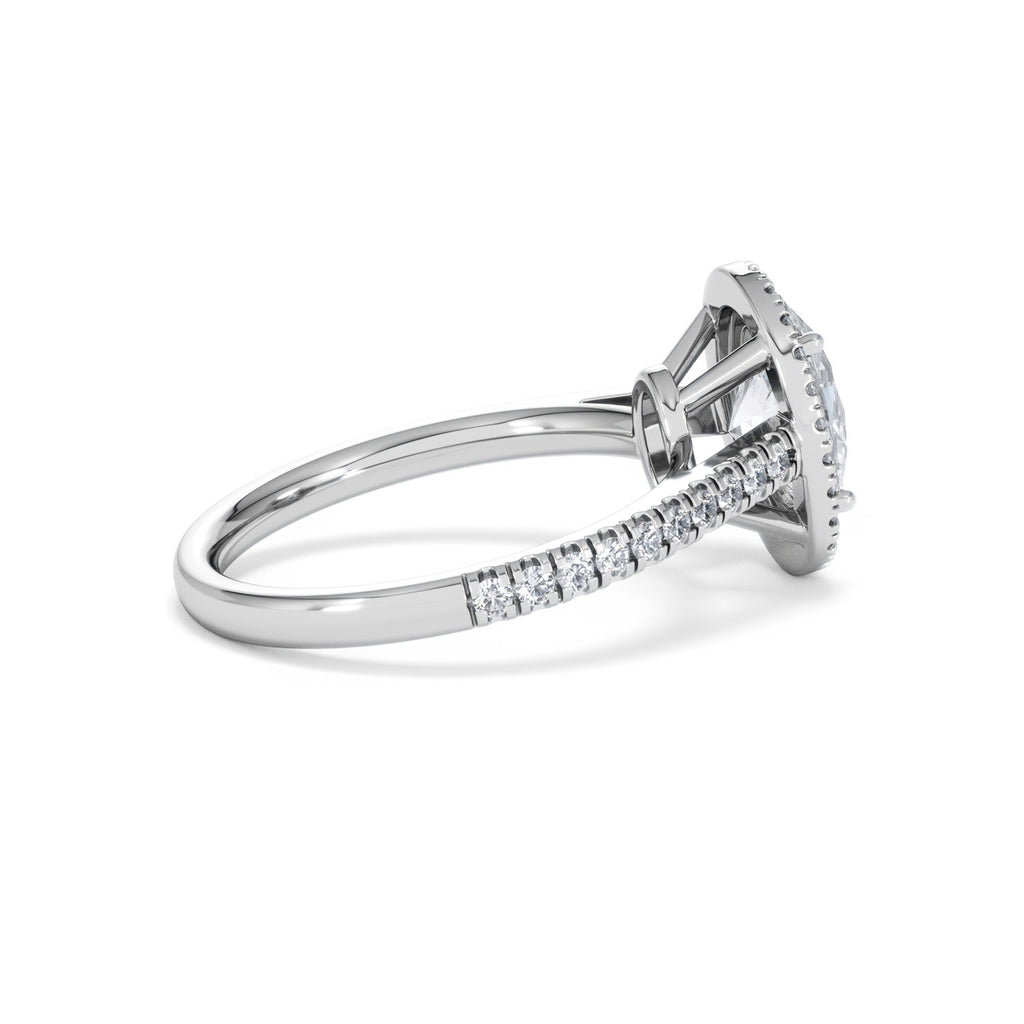 Georgina Lab Oval Diamond Halo Engagement Ring 18K White Gold 2.05ct F/VS1