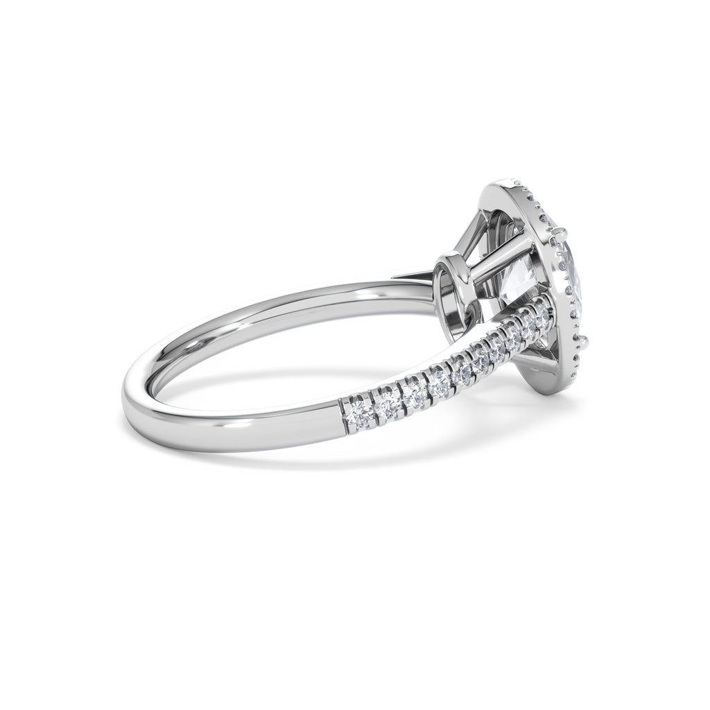 Georgina Lab Oval Diamond Halo Engagement Ring Platinum 2.05ct F/VS1