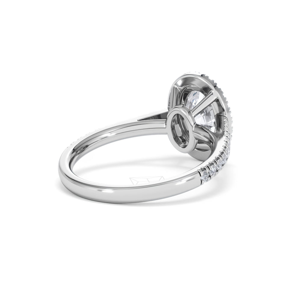 Georgina Lab Oval Diamond Halo Engagement Ring 18K White Gold 2.05ct F/VS1