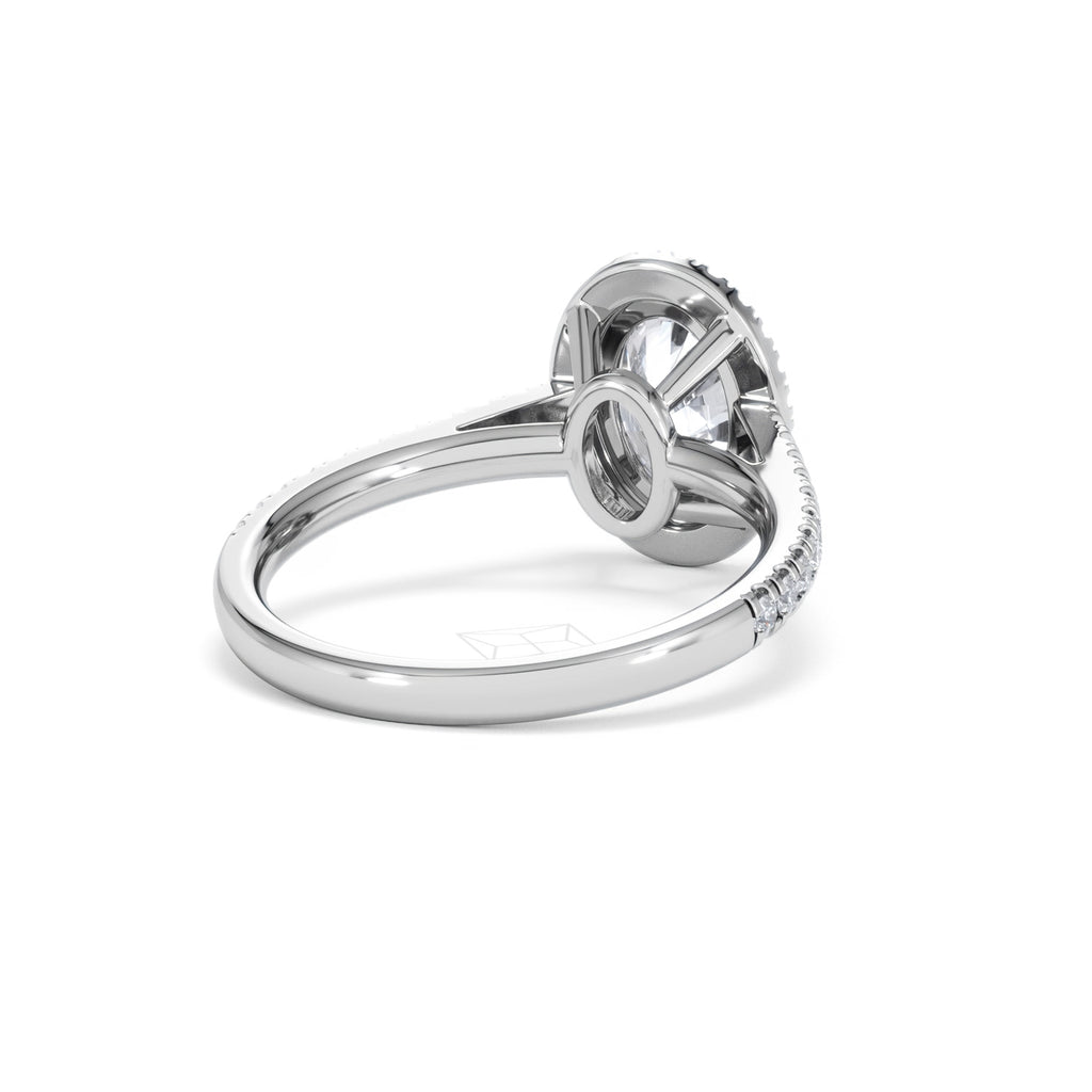 Georgina Lab Oval Diamond Halo Engagement Ring 18K White Gold 2.05ct F/VS1