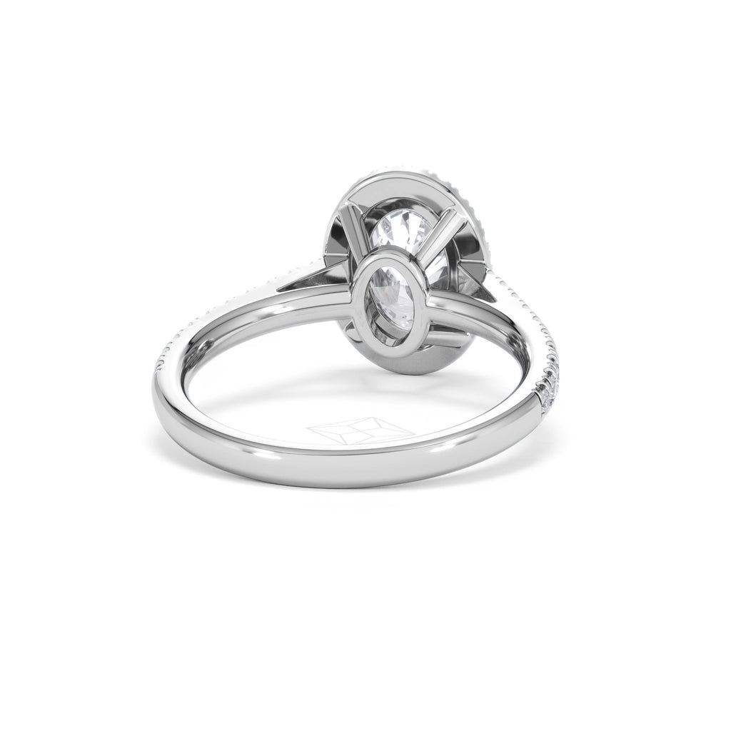 Georgina Lab Oval Diamond Halo Engagement Ring Platinum 2.05ct F/VS1