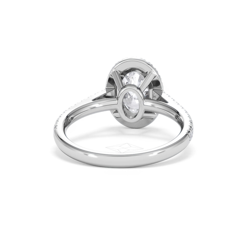 Georgina Lab Oval Diamond Halo Engagement Ring 18K White Gold 2.05ct F/VS1