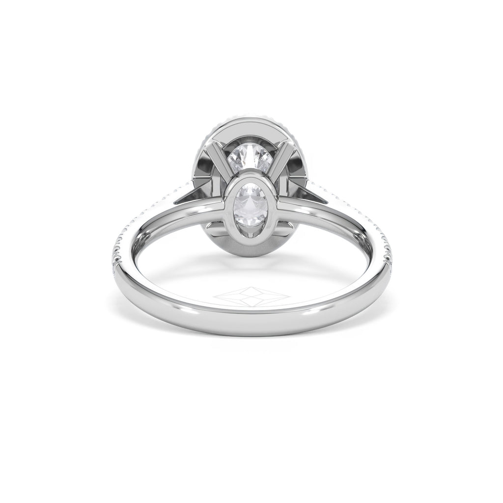 Georgina Lab Oval Diamond Halo Engagement Ring 18K White Gold 2.05ct F/VS1