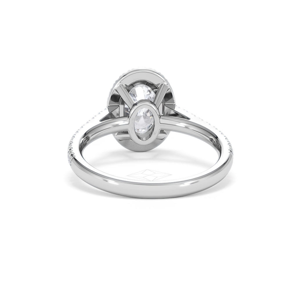 Georgina Lab Oval Diamond Halo Engagement Ring Platinum 2.05ct F/VS1