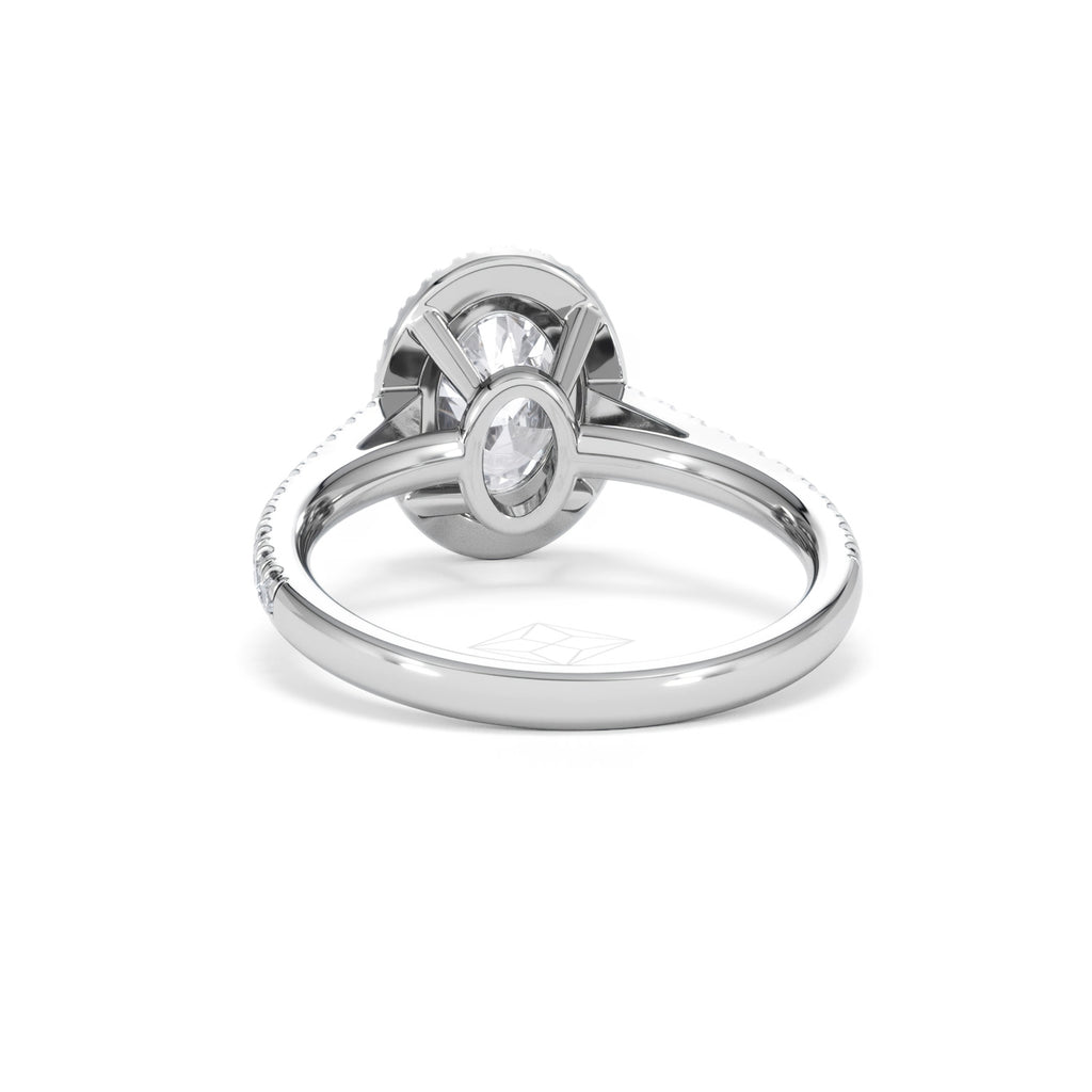 Georgina Lab Oval Diamond Halo Engagement Ring Platinum 2.05ct F/VS1