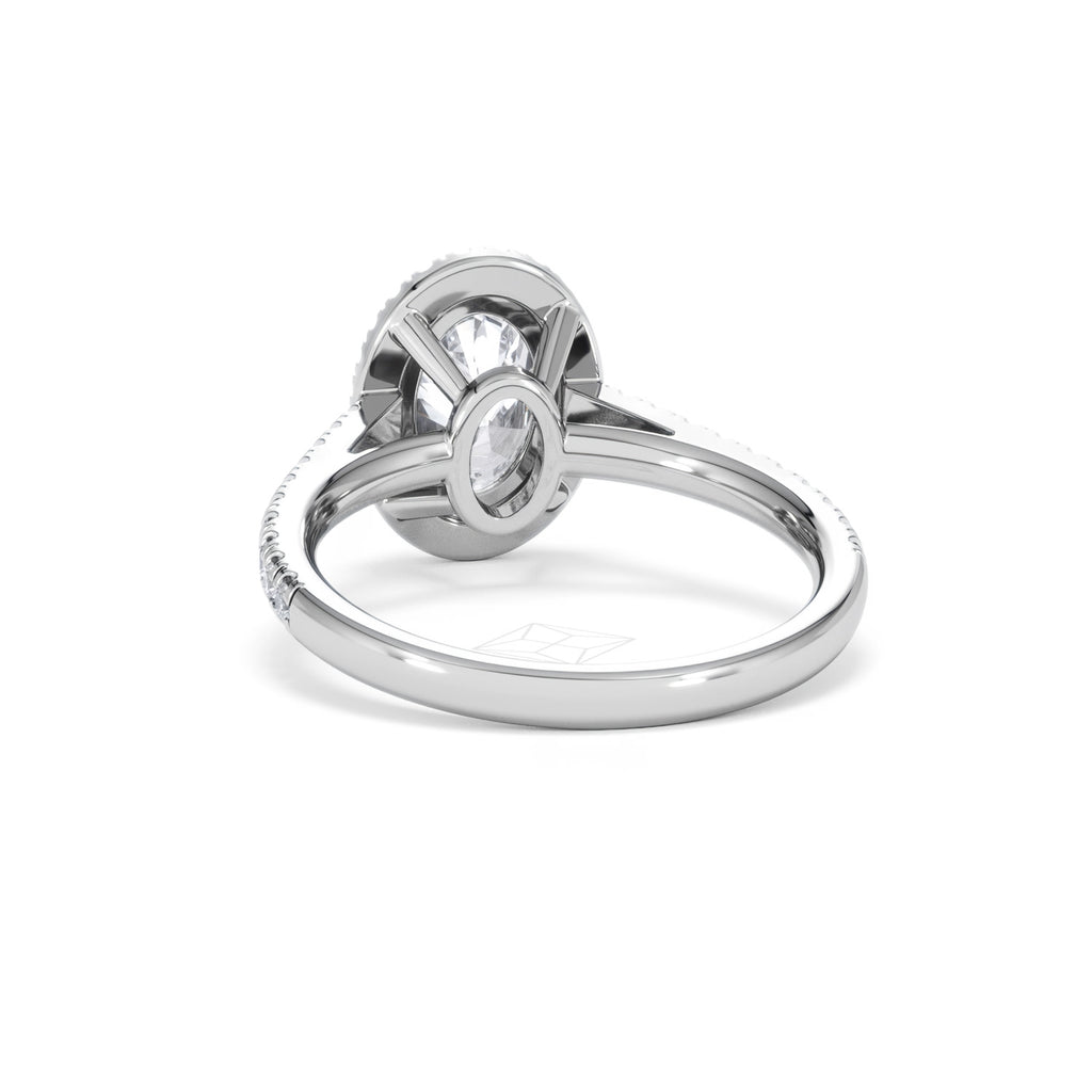 Georgina Lab Oval Diamond Halo Engagement Ring Platinum 2.05ct F/VS1