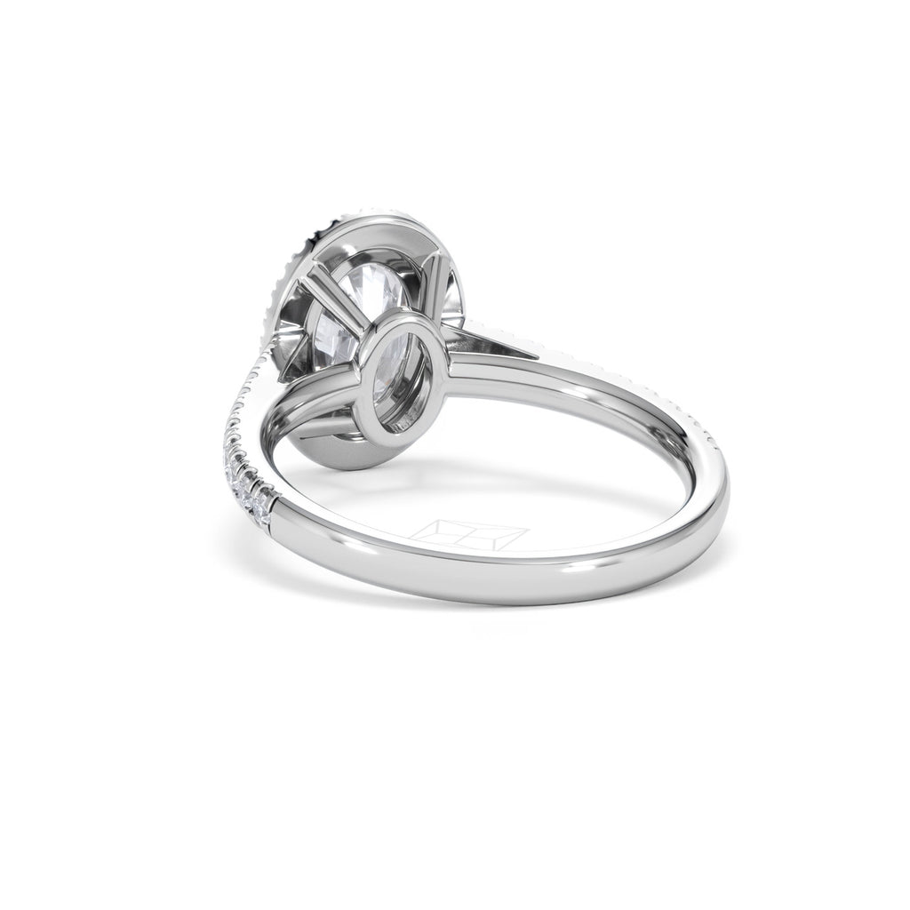 Georgina Lab Oval Diamond Halo Engagement Ring 18K White Gold 2.05ct F/VS1