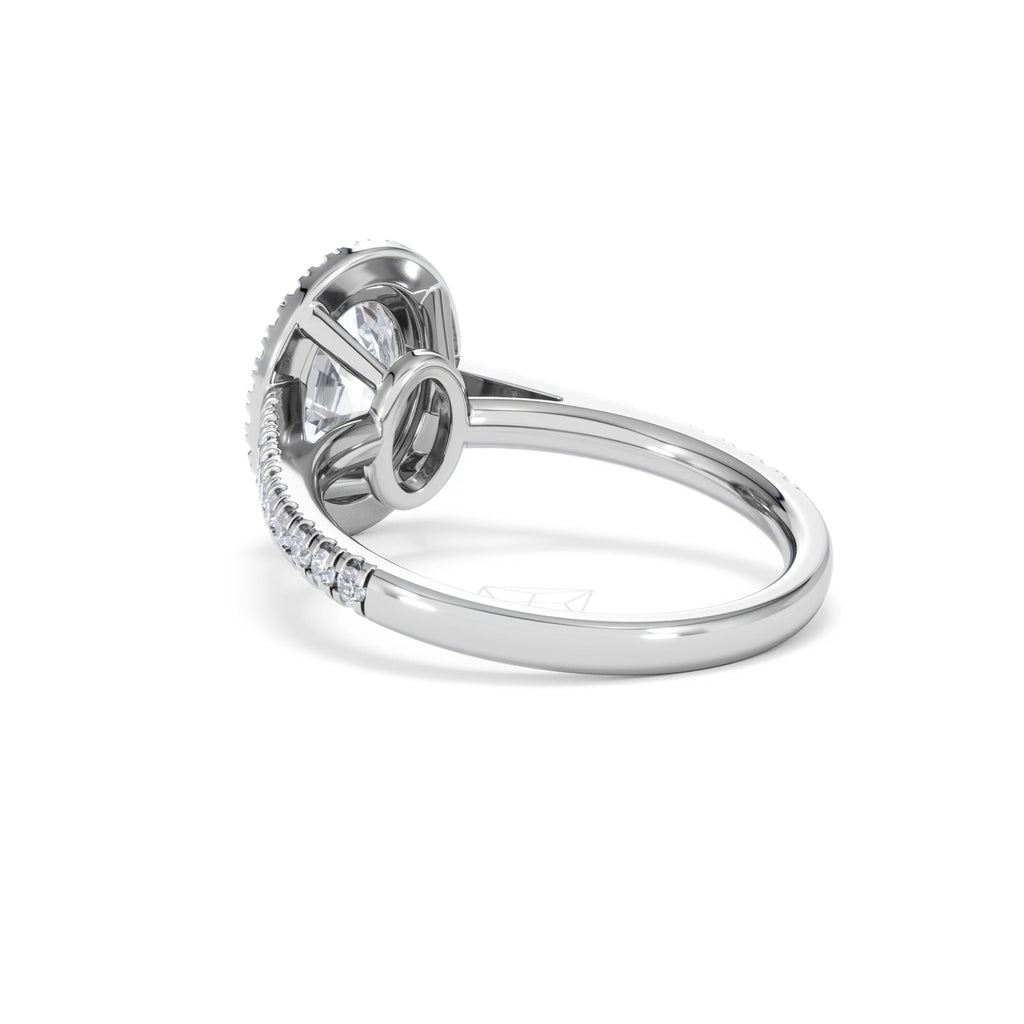 Georgina Lab Oval Diamond Halo Engagement Ring 18K White Gold 2.05ct F/VS1