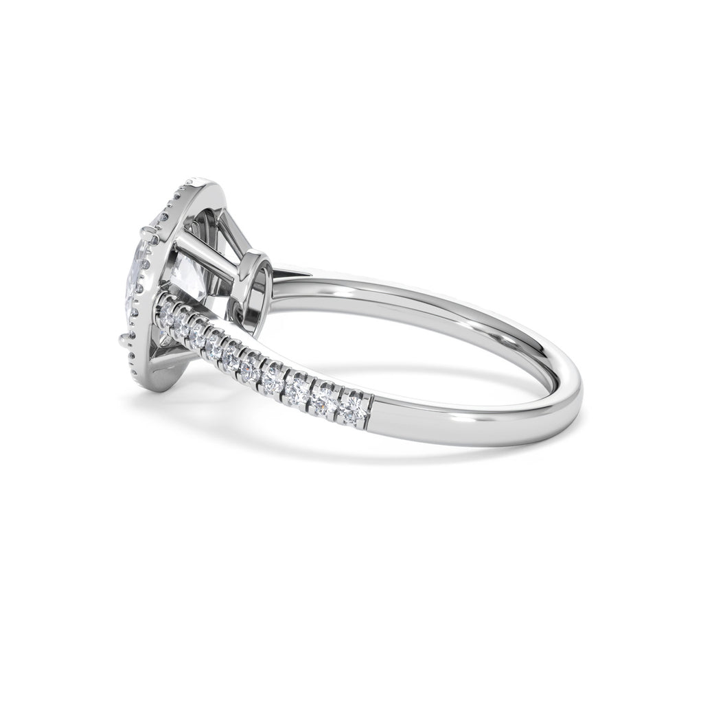 Georgina Lab Oval Diamond Halo Engagement Ring Platinum 2.05ct F/VS1
