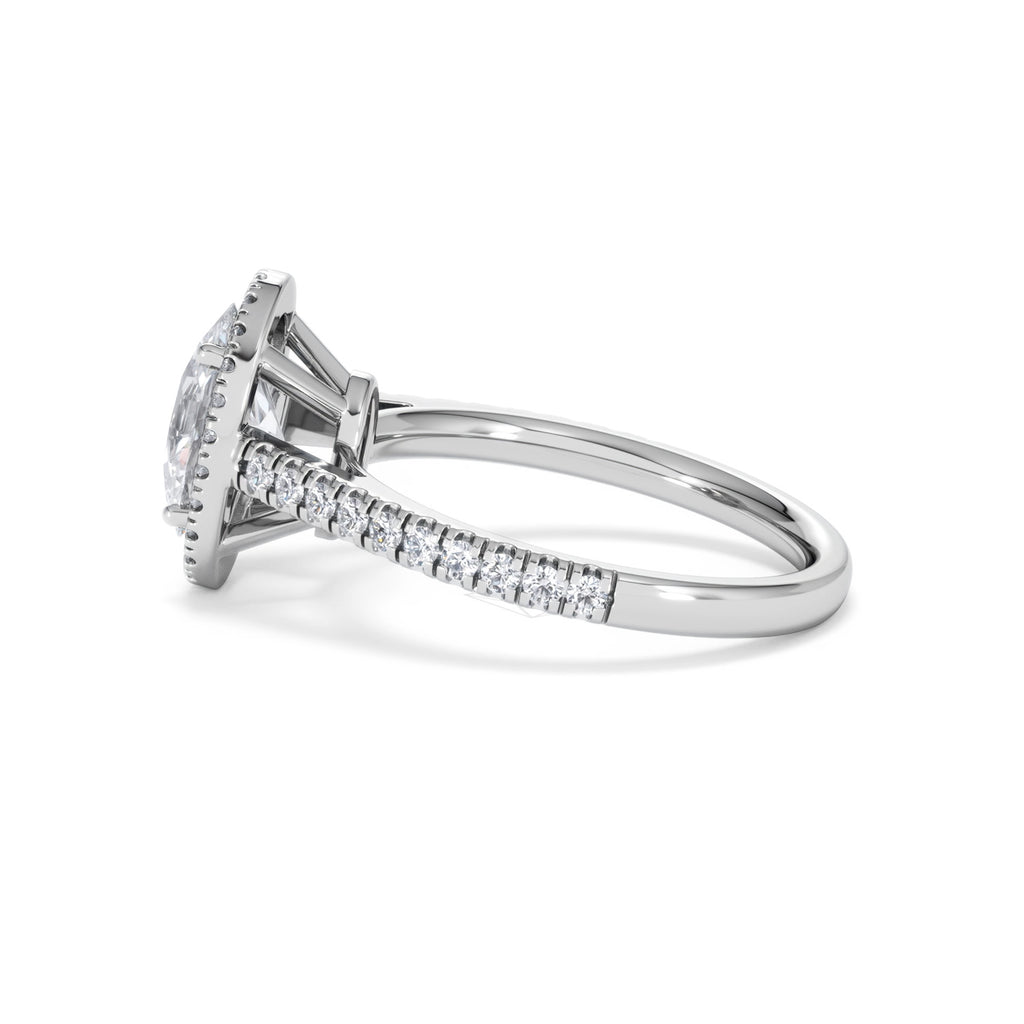 Georgina Lab Oval Diamond Halo Engagement Ring 18K White Gold 2.05ct F/VS1