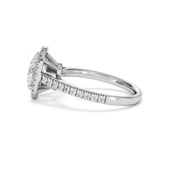 Georgina Lab Oval Diamond Halo Engagement Ring 18K White Gold 2.05ct F/VS1