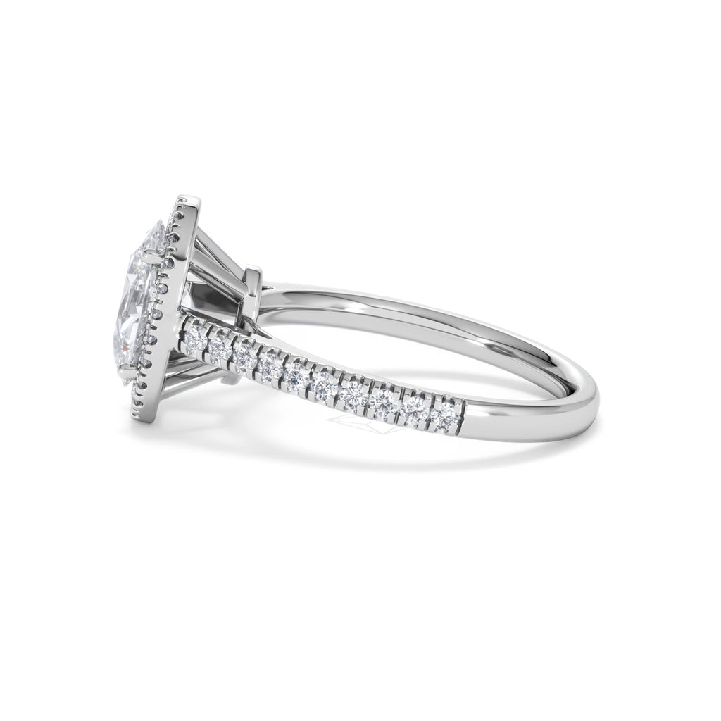 Georgina Lab Oval Diamond Halo Engagement Ring Platinum 2.05ct F/VS1