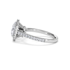 Georgina Lab Oval Diamond Halo Engagement Ring 18K White Gold 2.05ct F/VS1