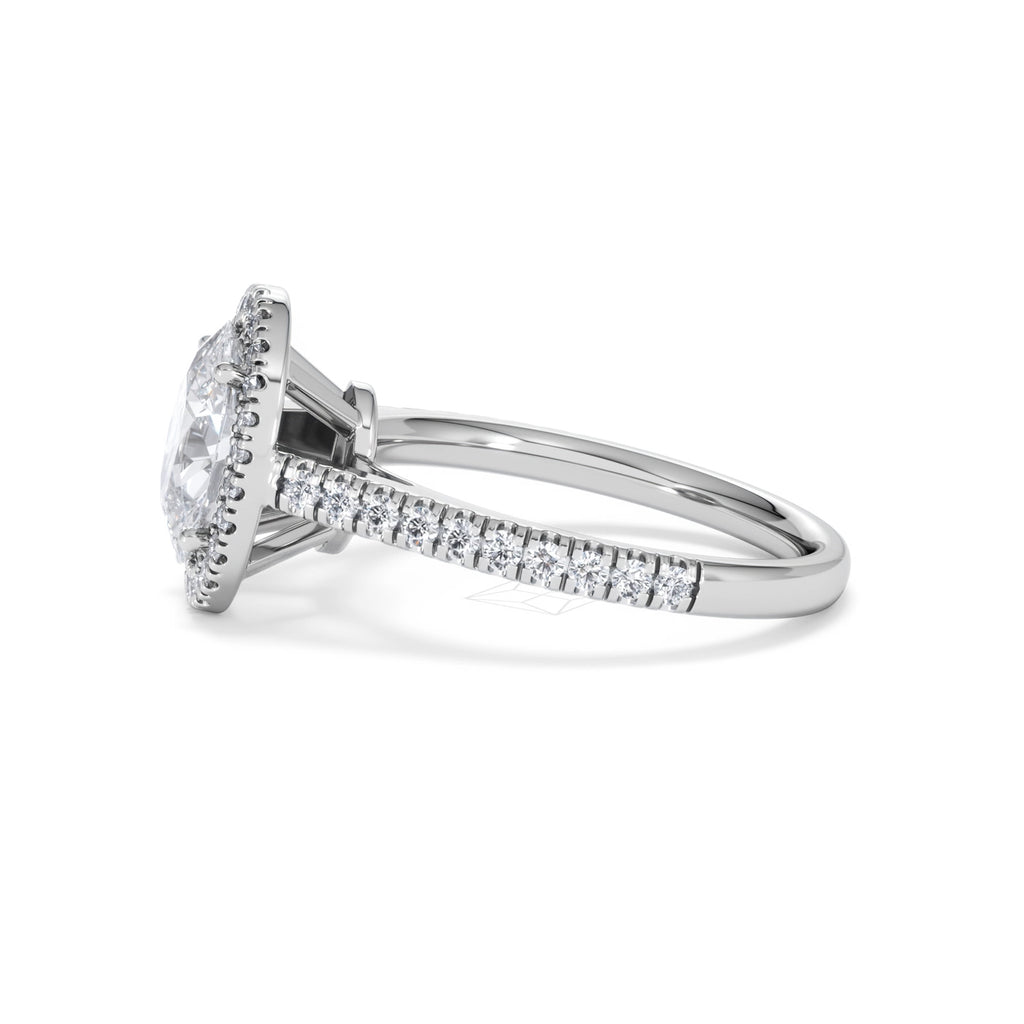 Georgina Lab Oval Diamond Halo Engagement Ring Platinum 2.05ct F/VS1