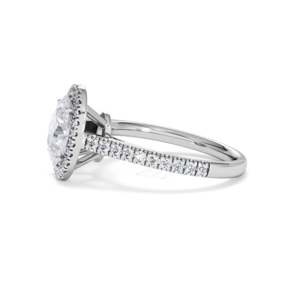 Georgina Lab Oval Diamond Halo Engagement Ring Platinum 2.05ct F/VS1