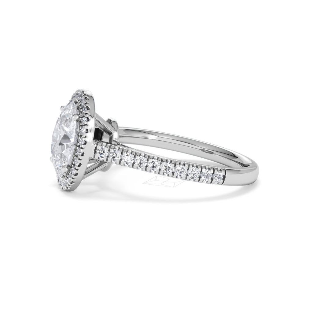 Georgina Lab Oval Diamond Halo Engagement Ring Platinum 2.05ct F/VS1