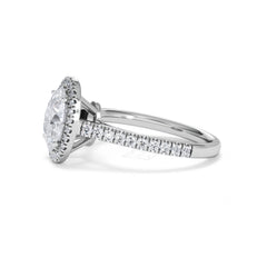 Georgina Lab Oval Diamond Halo Engagement Ring 18K White Gold 2.05ct F/VS1