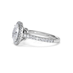 Georgina Lab Oval Diamond Halo Engagement Ring 18K White Gold 2.05ct F/VS1