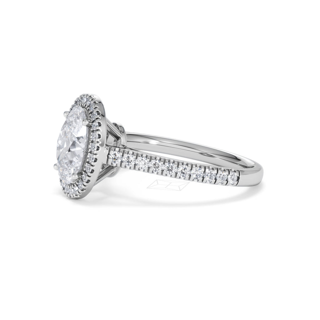 Georgina Lab Oval Diamond Halo Engagement Ring Platinum 2.05ct F/VS1