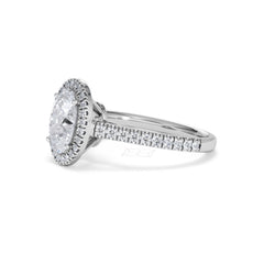 Georgina Lab Oval Diamond Halo Engagement Ring Platinum 2.05ct F/VS1