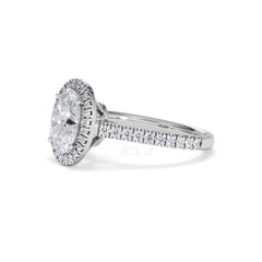 Georgina Lab Oval Diamond Halo Engagement Ring Platinum 2.05ct F/VS1