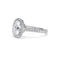 Georgina Lab Oval Diamond Halo Engagement Ring 18K White Gold 2.05ct F/VS1