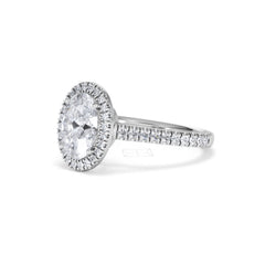 Georgina Lab Oval Diamond Halo Engagement Ring Platinum 2.05ct F/VS1