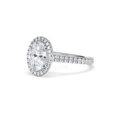 Georgina Lab Oval Diamond Halo Engagement Ring Platinum 2.05ct F/VS1