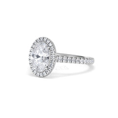 Georgina Lab Oval Diamond Halo Engagement Ring 18K White Gold 2.05ct F/VS1