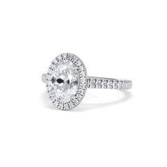 Georgina Lab Oval Diamond Halo Engagement Ring Platinum 2.05ct F/VS1