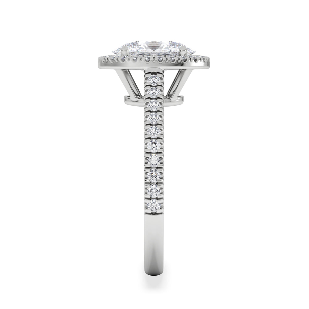 Georgina Lab Oval Diamond Halo Engagement Ring Platinum 2.05ct F/VS1