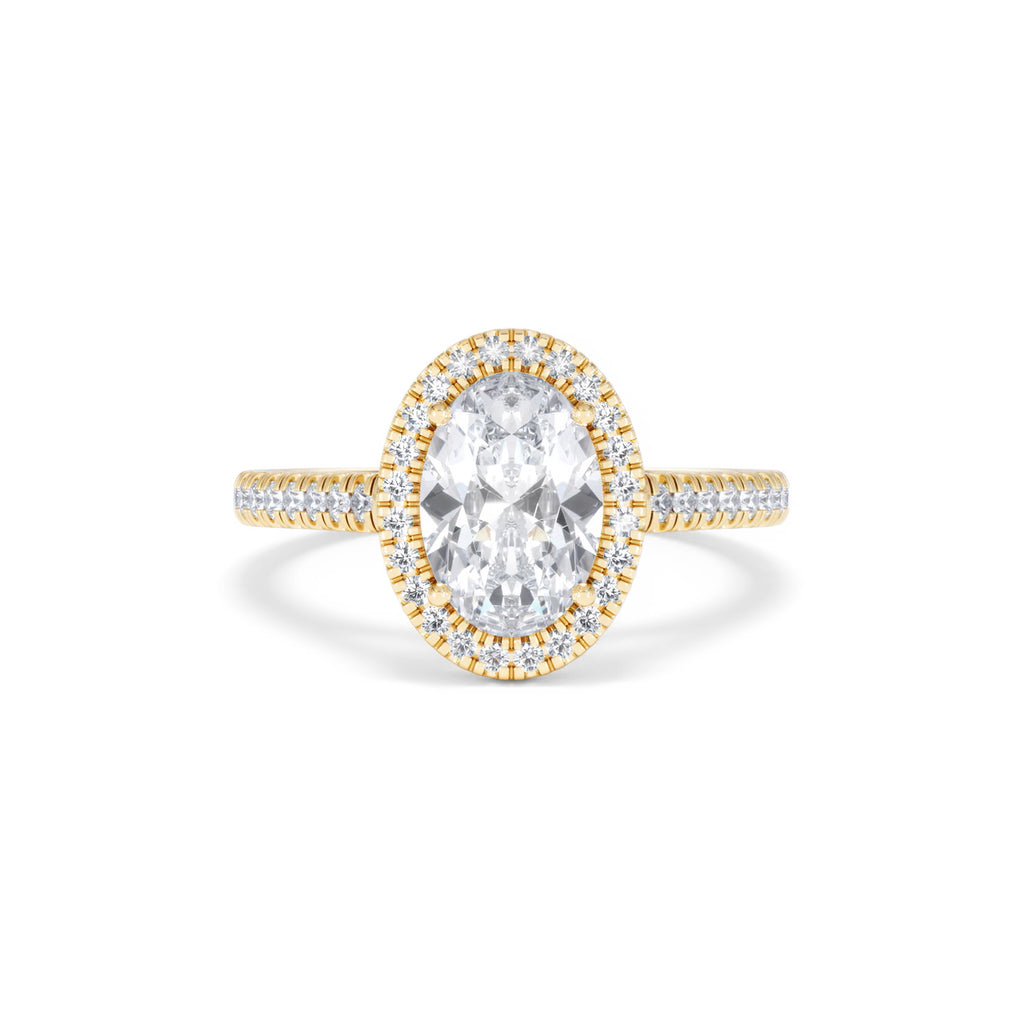 Georgina Lab Oval Diamond Halo Engagement Ring 18K Gold 2.05ct F/VS1